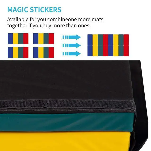 Alt view image 4 of 7 - Gymnastics Tumbling Mats Portable Gymnastics Mat 4 Folding Tumbling Mat 4'x8'x2"Thick Yoga Mat Exercise Mat with Carrying Handles for home Workout outdoor Yoga Gymnastic