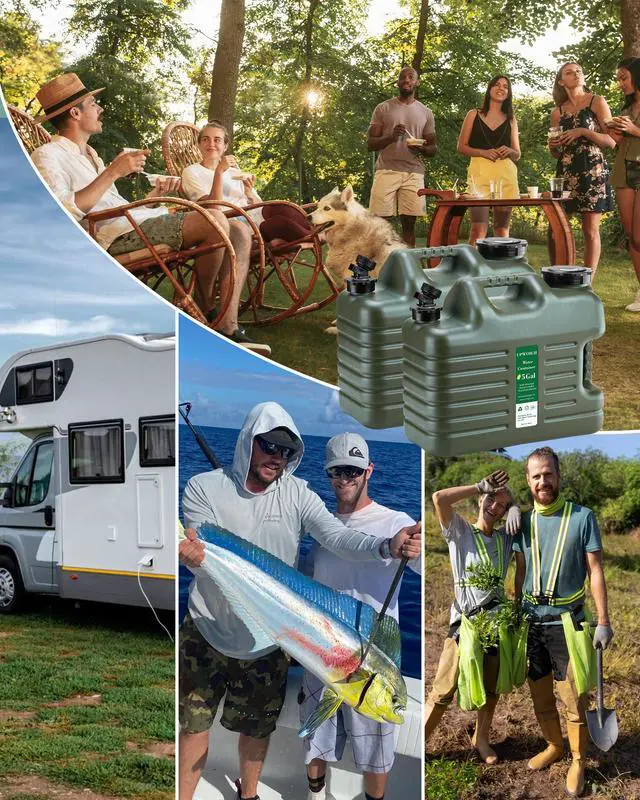 Alt view image 3 of 7 - UPWOIGH 5 Gallon Water Jug Set of 2, Camping Water Container, Truly No Leakage Water Storage, Large Military Green Water Tank,BPA Free Portable Emergency Overlanding Gear for Outdoors Hiking