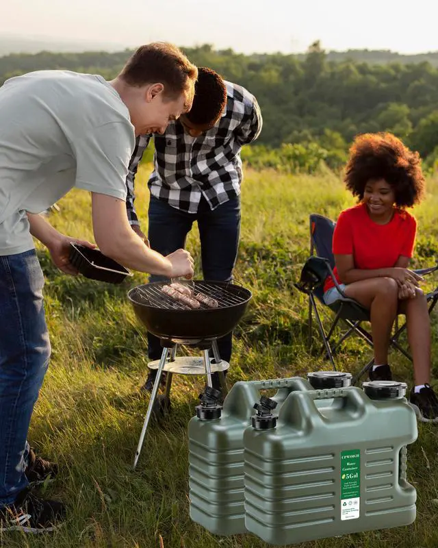 Alt view image 5 of 7 - UPWOIGH 5 Gallon Water Jug Set of 2, Camping Water Container, Truly No Leakage Water Storage, Large Military Green Water Tank,BPA Free Portable Emergency Overlanding Gear for Outdoors Hiking