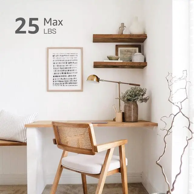 Alt view image 4 of 7 - QEEIG Floating Shelves for Wall 23.6" Long - Wall Mounted Shelf Bathroom Kitchen Living Room Bedroom Farmhouse Home Decor Display Bookshelf Large 23.6 x 9.3 inch Set of 2, Rustic Brown (008-60BN)