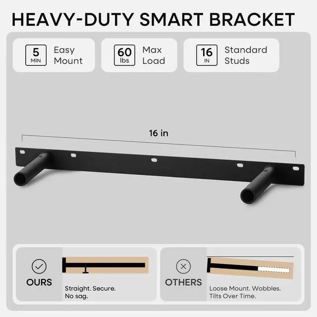Alt view image 5 of 7 - Homeforia 24inch Oak Floating Shelf for Wall, High End Solid Real Wood 24 inches Long Floating Shelves for Bathroom, Honey Oak Wooden Floating Shelves, Heavy Duty Bracket, 24 X 6.5 X 1.75 in, Set of 2