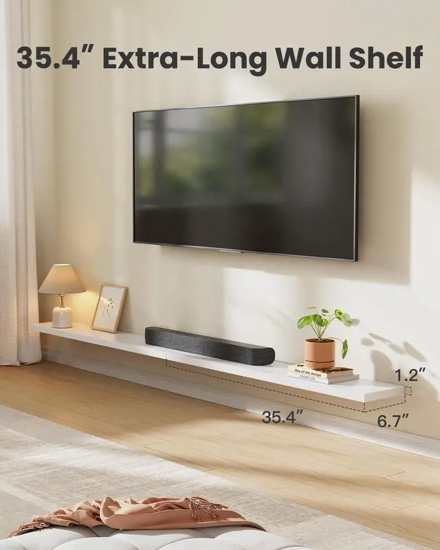 Alt view image 3 of 7 - AMADA HOMEFURNISHING 35.4" L Floating Shelves, Wall Shelves Set of 3 for Bathroom/Living Room/Bedroom/Kitchen, White Floating Shelves for Wall Decor with Invisible Brackets - AMFS45W