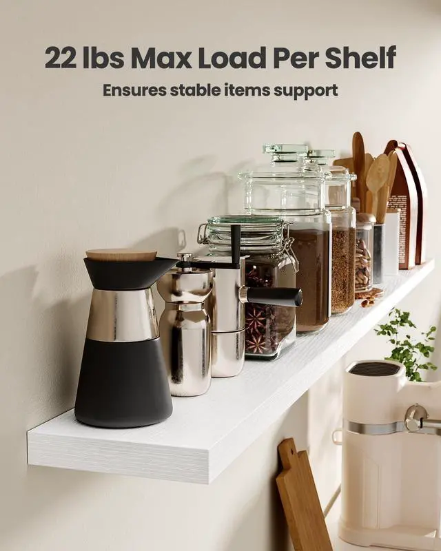 Alt view image 4 of 7 - AMADA HOMEFURNISHING 35.4" L Floating Shelves, Wall Shelves Set of 3 for Bathroom/Living Room/Bedroom/Kitchen, White Floating Shelves for Wall Decor with Invisible Brackets - AMFS45W