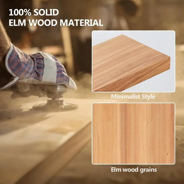 Alt view image 5 of 6 - Floating Shelves, Deep USA-Sourced Rustic Elm Wood Wall Shelves for Storage, 8 Inch Deep Wall Mounted Display Shelving with Invisible Heavy-Duty Metal Bracket (Natural, 36" W x 8" D, Set of 2)