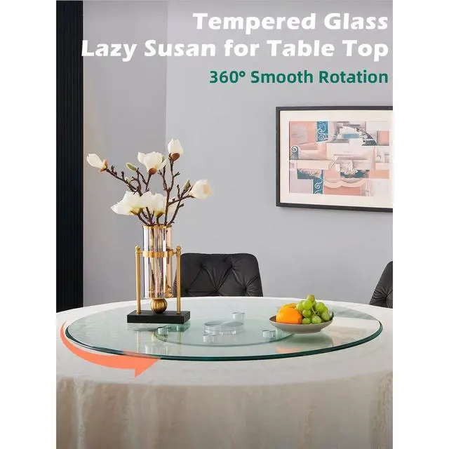 Alt view image 2 of 7 - 18.9 inch Lazy Susan for Table Top Tempered Glass Rotating Serving Tray for Dining Table, Kitchen Lazy Susan Organizer Spinning Rotating Food Server Party Centerpieces