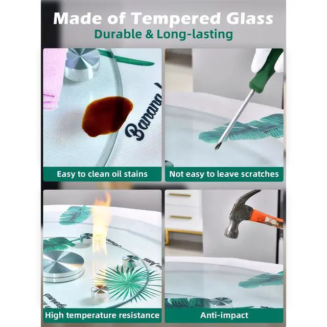 Alt view image 3 of 7 - 18.9 inch Lazy Susan for Table Top Tempered Glass Rotating Serving Tray for Dining Table, Kitchen Lazy Susan Organizer Spinning Rotating Food Server Party Centerpieces