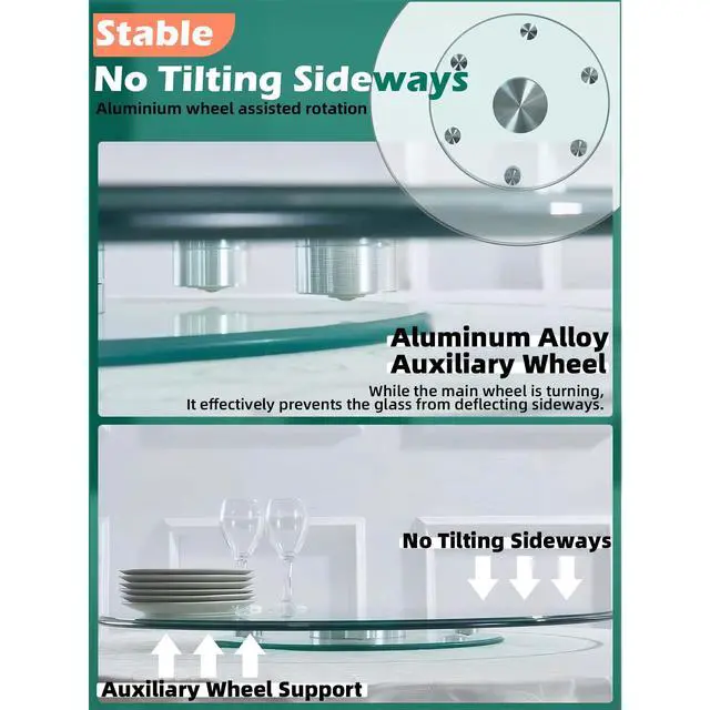 Alt view image 5 of 7 - 18.9 inch Lazy Susan for Table Top Tempered Glass Rotating Serving Tray for Dining Table, Kitchen Lazy Susan Organizer Spinning Rotating Food Server Party Centerpieces