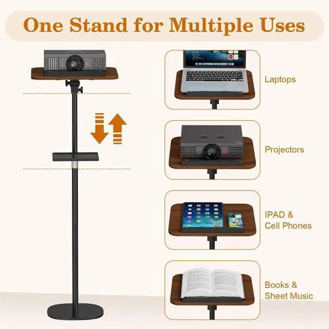 Alt view image 7 of 7 - Snughome Floor Book Stand with Removable Tray, Wood Standing Book Stand for Reading, Height Adjustment 21"-51", Music Stand Cookbook Stand Textbook Stand Laptop Stand Book Holder for Display