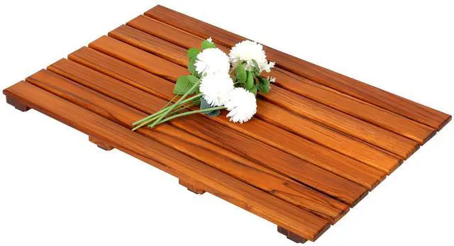 Main image of VaeFae Teak Shower Mat, Non-Slip Bath Mat, Luxury Spa Mat, Wooden Mat for Bathtub (Large)