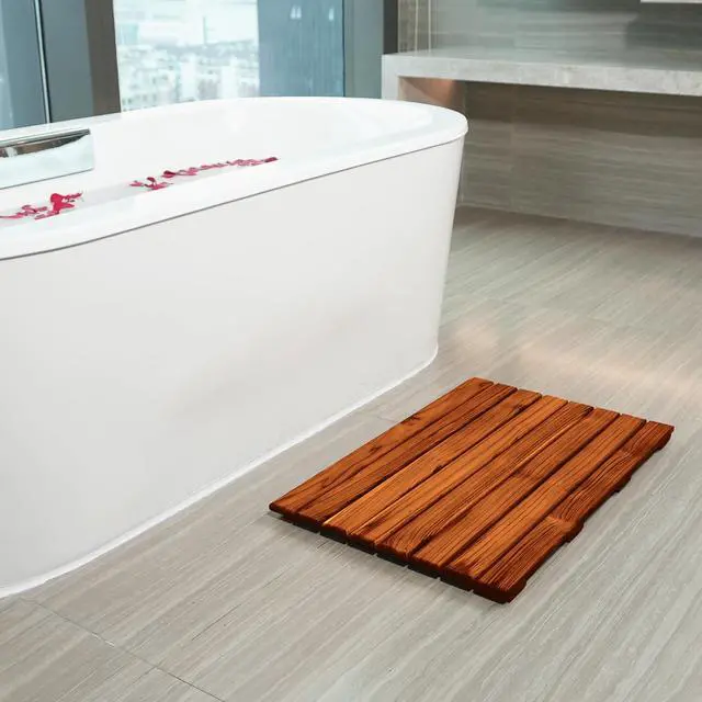 Alt view image 6 of 7 - VaeFae Teak Shower Mat, Non-Slip Bath Mat, Luxury Spa Mat, Wooden Mat for Bathtub (Large)