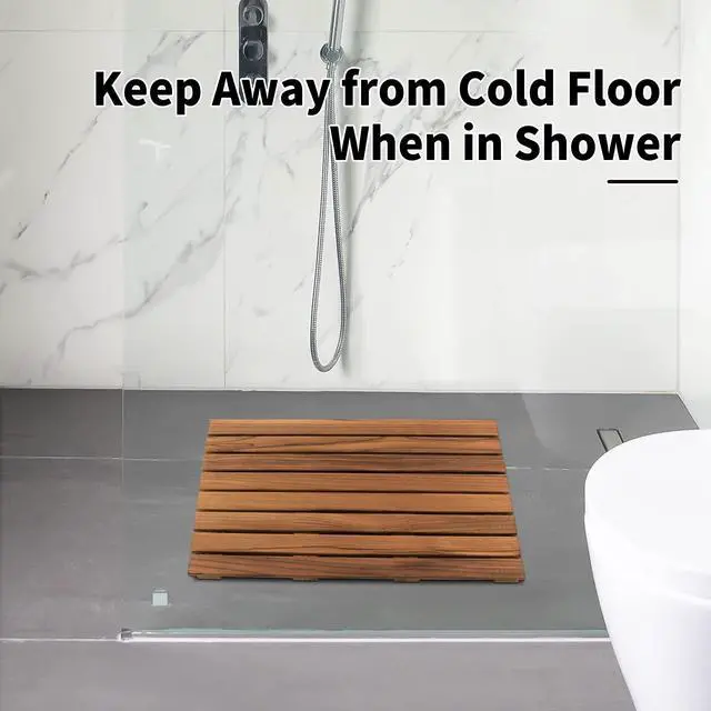 Alt view image 7 of 7 - VaeFae Teak Shower Mat, Non-Slip Bath Mat, Luxury Spa Mat, Wooden Mat for Bathtub (Large)