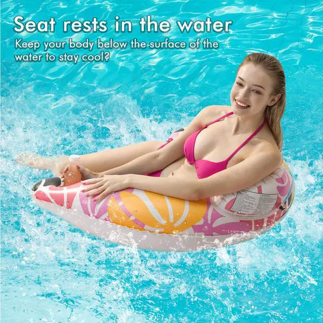 Alt view image 7 of 7 - 4 Pack Pool Floats Adult,OKSUWATER Pool Floaties for Adults with Two Cup Holders Inflatable Pool Floats Chairs, Lake Floats for Adults Applies to Water Play Party