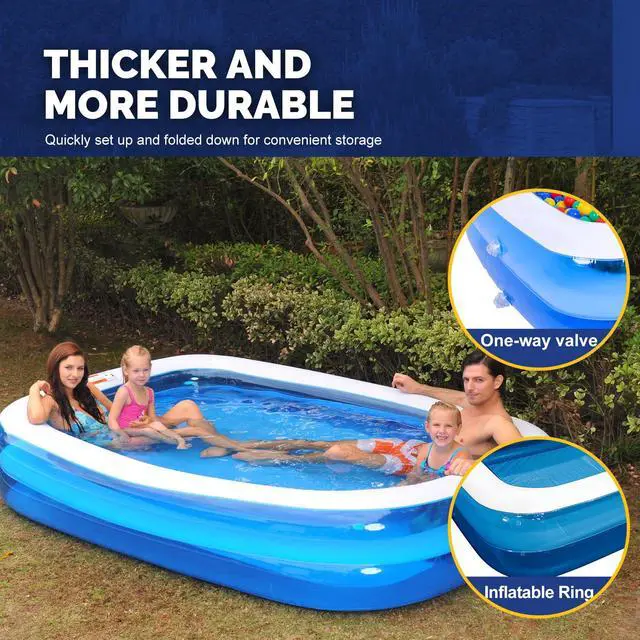 Alt view image 3 of 6 - Inflatable Swimming Pool Outdoor Lawn Ground Rectangular Swimming Pool for Kids or Adults (Max 120x72x20±3 Inch)