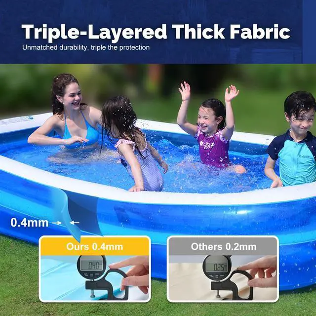 Alt view image 4 of 6 - Inflatable Swimming Pool Outdoor Lawn Ground Rectangular Swimming Pool for Kids or Adults (Max 120x72x20±3 Inch)