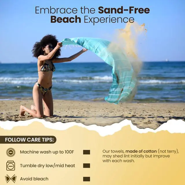 Alt view image 4 of 7 - Gold CASE LYCIA Turkish Beach Towel Set of 6 100% Cotton Turkish Beach Towels Bulk 70 x 38'' LYCIA Oversized, Quick Dry & Sand Free Beach Towel Lightweight Towels Set in Mocha Mousse