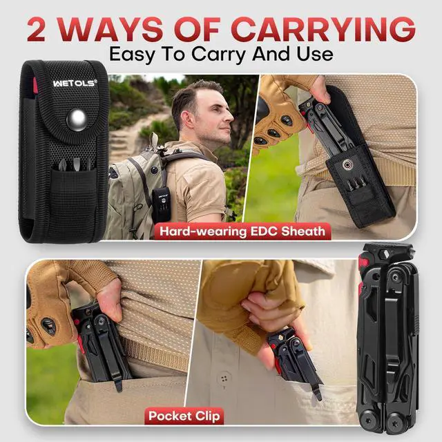 Alt view image 4 of 7 - WETOLS Multitool with Pocket Knife, 27-in-1 Stainless Steel Needle Nose Pliers with Screwdrivers, Self-locking Multi tool EDC Gear with Sheath, Ideal for Survival, Outdoor, Camping