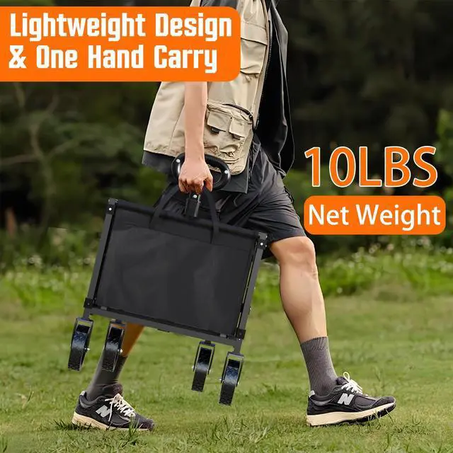 Alt view image 4 of 7 - Yozoia Wagons Carts Foldable, Lightweight Portable Utility Shopping Cart with Wheels, Folding Grocery Wagon Cart for Grocery, Camping, Shopping, Beach, Garden, Sports Black