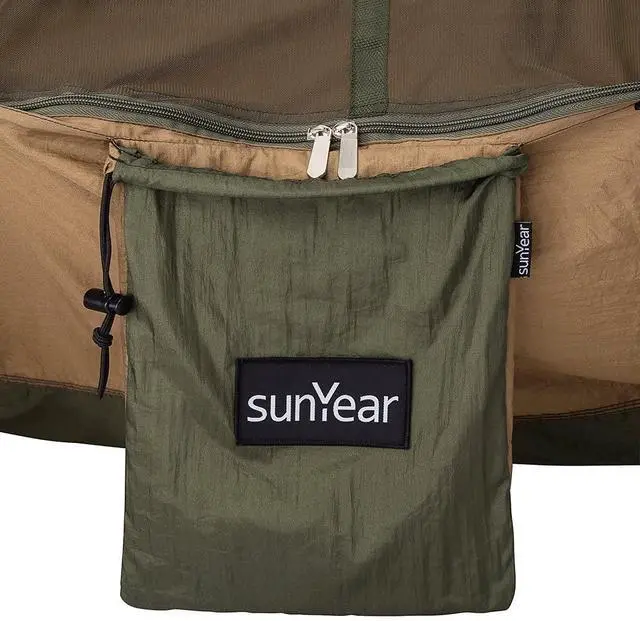Alt view image 7 of 7 - Sunyear Camping Hammock, Portable Single & Double Hammock with Net, 2 Person Hammock Tent with 2 * 10ft Straps, Best for Outdoor Hiking Survival Travel