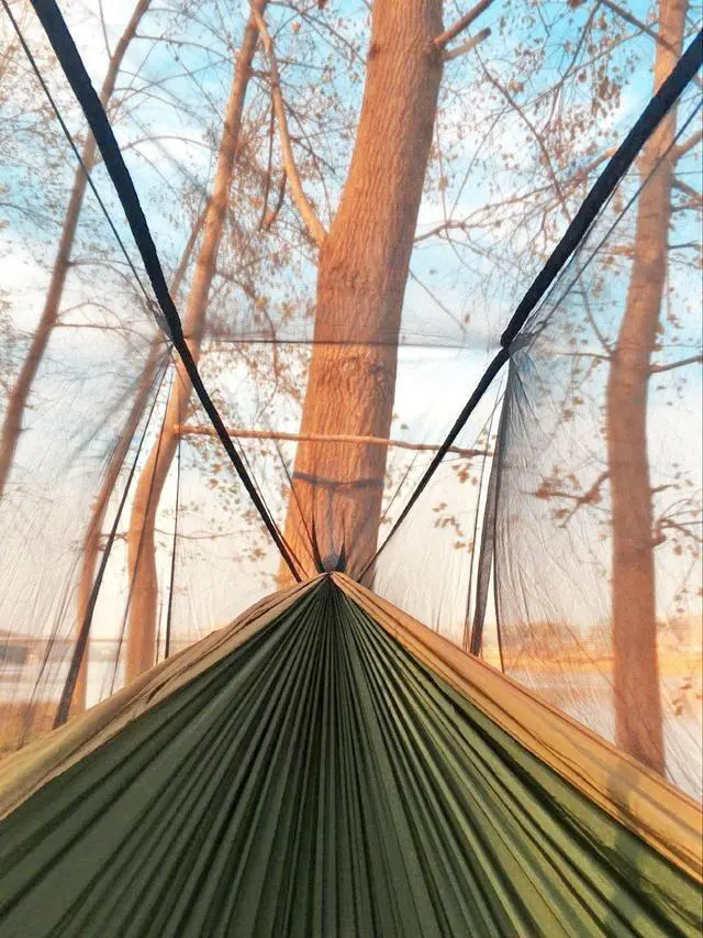 Alt view image 5 of 7 - Sunyear Camping Hammock, Portable Single & Double Hammock with Net, 2 Person Hammock Tent with 2 * 10ft Straps, Best for Outdoor Hiking Survival Travel