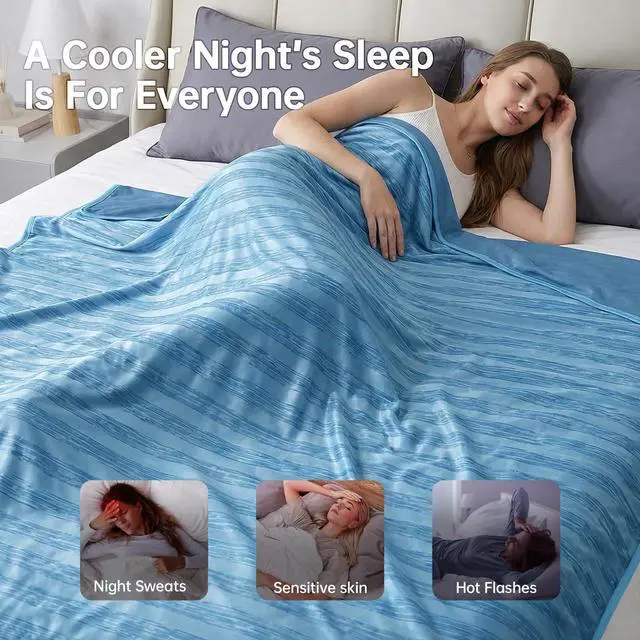 Alt view image 6 of 7 - Guohaoi Cooling Blanket (90"x108"King Size) for Hot Sleepers,Absorbs Heat to Keep Body Cool for Night Sweats,100% Oeko-Tex Certified Cool Fiber,Breathable,Comfortable,All-Season.