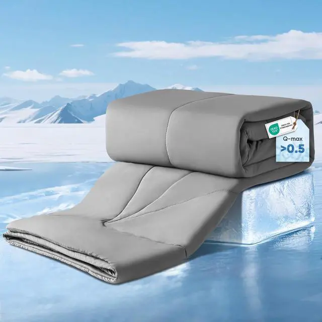 Main image of Elegear Revolutionary Cooling Comforter Queen Absorb Body Heat to Keep Cool, Cooling Blanket for Hot Sleepers Japanese Arc-Chill 3.0 Cool Tech Fabric Summer Comforter Hypo-Allergenic Cool Quilt - Gray