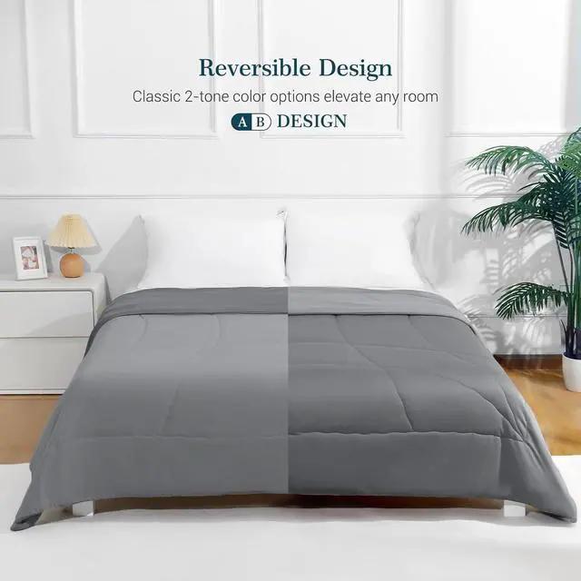 Alt view image 4 of 7 - Elegear Revolutionary Cooling Comforter Queen Absorb Body Heat to Keep Cool, Cooling Blanket for Hot Sleepers Japanese Arc-Chill 3.0 Cool Tech Fabric Summer Comforter Hypo-Allergenic Cool Quilt - Gray