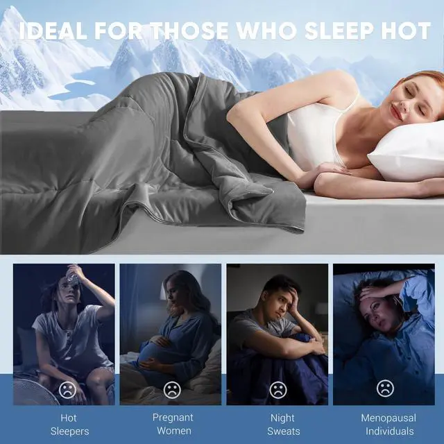 Alt view image 7 of 7 - Elegear Revolutionary Cooling Comforter Queen Absorb Body Heat to Keep Cool, Cooling Blanket for Hot Sleepers Japanese Arc-Chill 3.0 Cool Tech Fabric Summer Comforter Hypo-Allergenic Cool Quilt - Gray