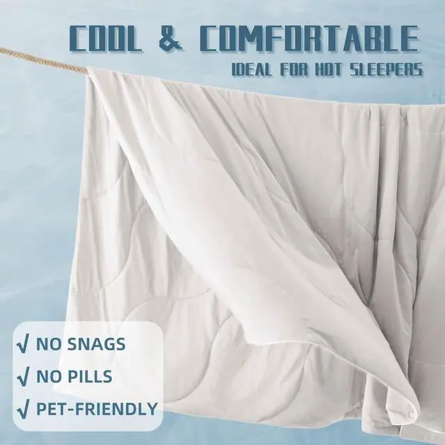 Alt view image 6 of 7 - DOWNCOOL Cooling Comforter, Cream White Cooling Blanket King Size, Cooling Duvet for Hot Sleeper, Breathable Summer Quilt, Lightweight Soft Q-Max>0.4 Arc-Chill Cool Comforter,106"X90"