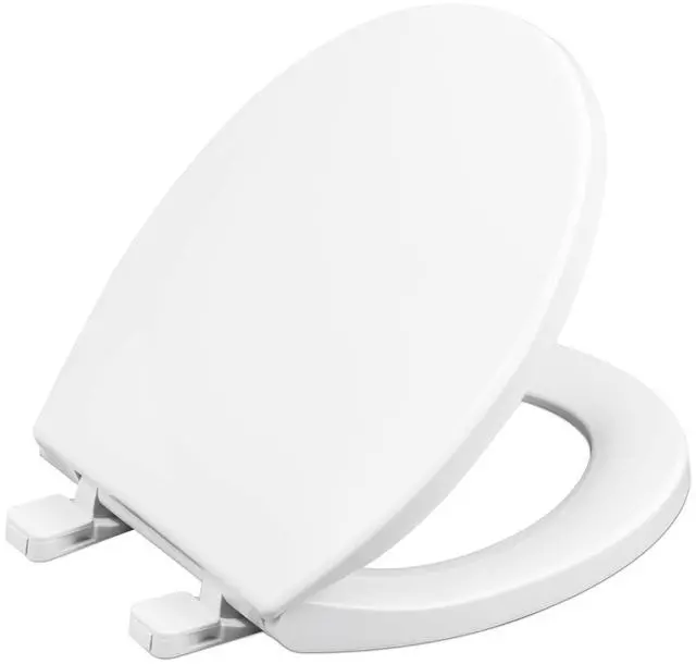 Main image of Toilet seat Round with Slow Close Hinges, Four Bumpers, Two Sets of Parts, White Toilet seat Round, Slow Close, Never Loosen and Easily Remove, Plastic, White