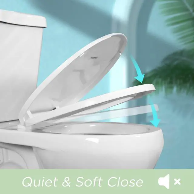 Alt view image 4 of 6 - Toilet seat Round with Slow Close Hinges, Four Bumpers, Two Sets of Parts, White Toilet seat Round, Slow Close, Never Loosen and Easily Remove, Plastic, White