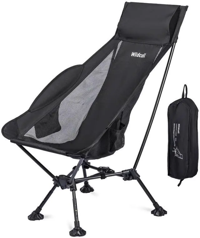 Main image of WildCall Lightweight Folding High Back Camping Chair with Head Support, Compact Beach Chair with Anti-Sinking Large Feet and Three Tilt Angles Adjustment