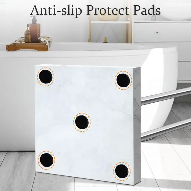 Alt view image 6 of 7 - Kayfia 40" Standing Towel Rack with Weighted Marble Base, Width Adjustable & Taller Bathroom Towel Rack Stand, 2-Tier Towel Racks for Bathroom, Multiple Spaces Stainless Steel Brushed Finish
