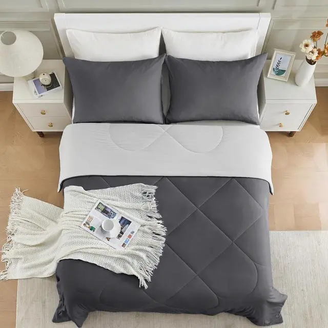 Alt view image 7 of 7 - HOMFINE Cooling Comforter Japanese Double-Sided Cold Tech Fabric Cooling Blanket for Night Sweats Hot Sleepers, Q-Max 0.45 Soft Breathable Silky Smooth Lightweight Grey Summer Comforter Queen