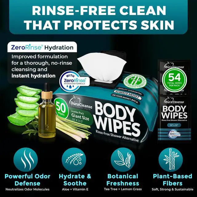 Alt view image 4 of 6 - After Gym Body Wipes for Men (4pk) - 200 XL No Rinse Shower Wipes + 16 Travel Bath Sheets 10 x 11.5" - Mens Deodorant Disposable Washcloths for Bathing, Camping Essentials, Survival Gear and Supplies