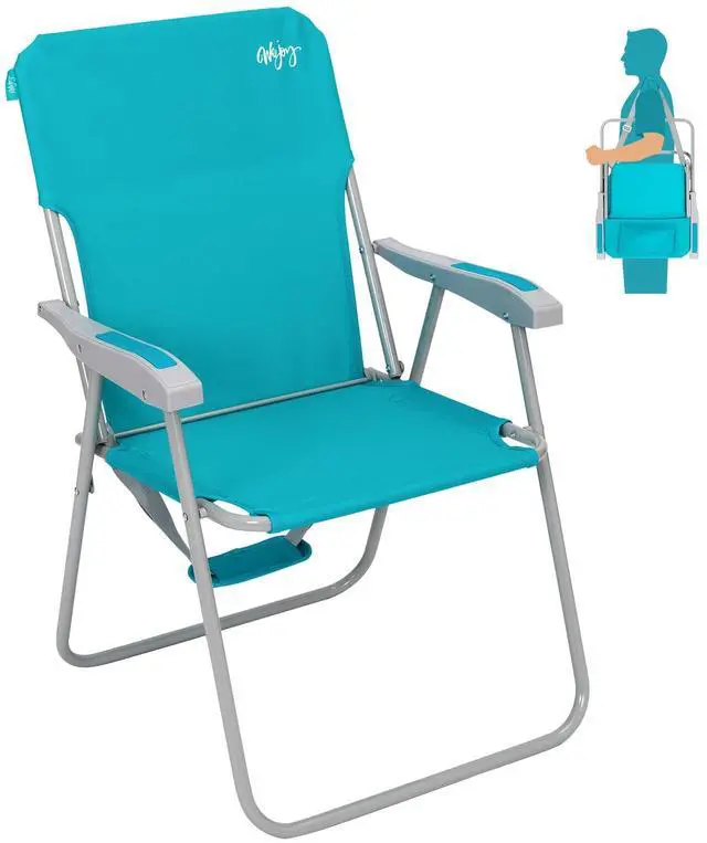Main image of #WEJOY Folding Beach Chair for Adults, Lightweight Beach Chair with Shoulder Straps, High Back Camping Chairs with Hard Armrest, Supports 300lbs for Outdoor Lawn Concert (Cyan)