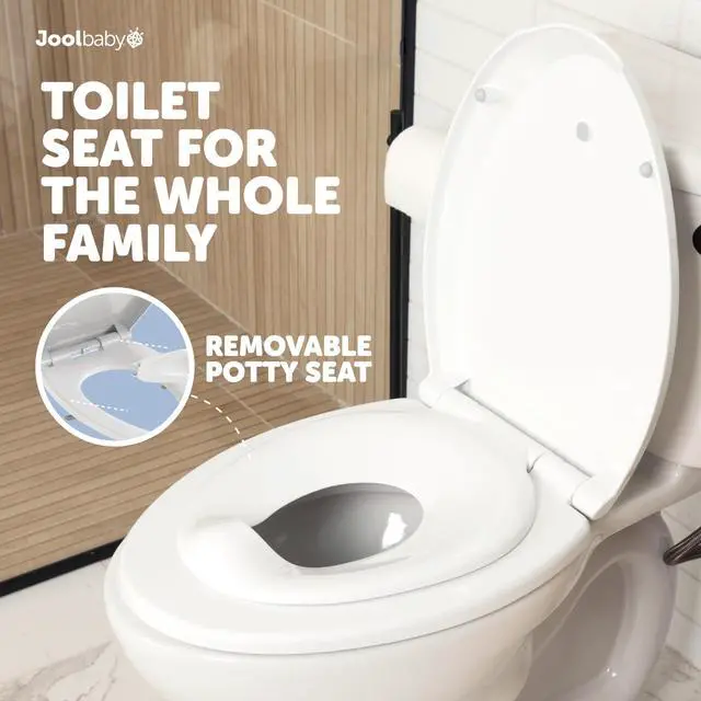Alt view image 6 of 7 - Jool Baby Quick Flip Toilet Seat with Built-in Potty & Splash Guard for Toddler Training, Slow Close (Elongated)