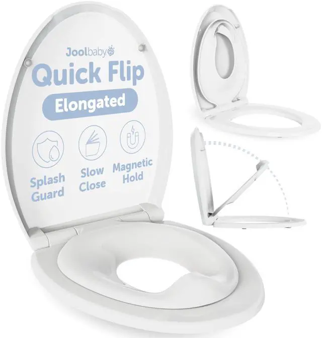 Main image of Jool Baby Quick Flip Toilet Seat with Built-in Potty & Splash Guard for Toddler Training, Slow Close (Elongated)