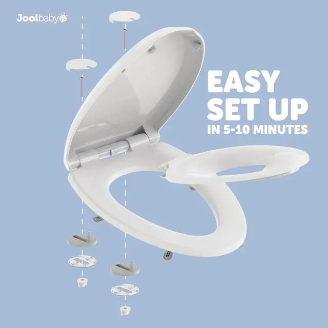 Alt view image 7 of 7 - Jool Baby Quick Flip Toilet Seat with Built-in Potty & Splash Guard for Toddler Training, Slow Close (Elongated)