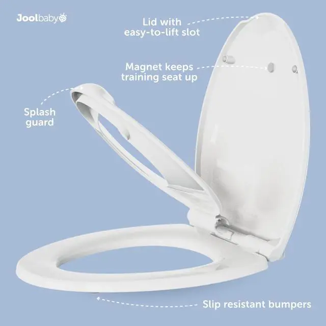 Alt view image 5 of 7 - Jool Baby Quick Flip Toilet Seat with Built-in Potty & Splash Guard for Toddler Training, Slow Close (Elongated)