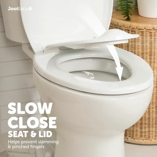 Alt view image 4 of 7 - Jool Baby Quick Flip Toilet Seat with Built-in Potty & Splash Guard for Toddler Training, Slow Close (Elongated)