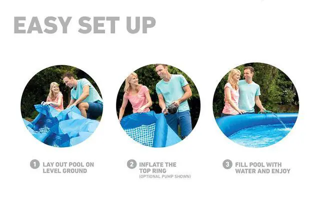 Alt view image 3 of 7 - INTEX 28120EH Easy Set Inflatable Swimming Pool: 10ft x 30in Puncture-Resistant Material Quick Inflation 1018 Gallon Capacity 23in Water Depth