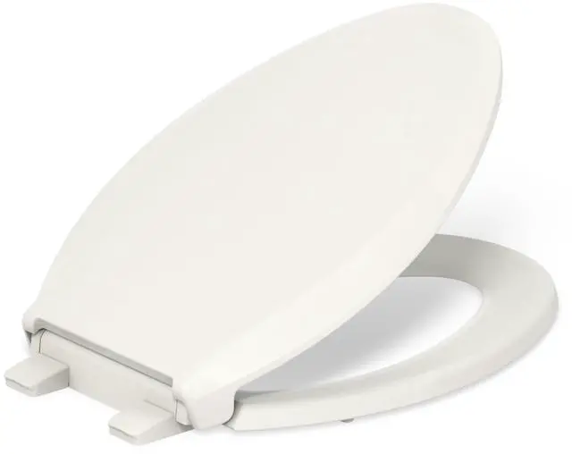 Main image of KOHLER 4636-RL-96 Cachet ReadyLatch Elongated Toilet Seat Slow Close Soft Close, Toilet Seat Quiet Lid, Contoured Grip-Tight Bumpers Installation Hardware, Apartment Essentials, Biscuit