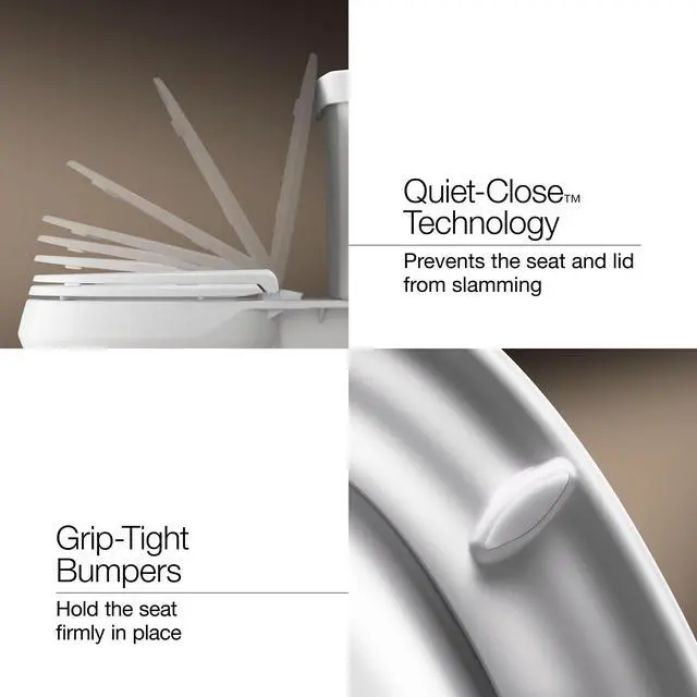Alt view image 7 of 7 - KOHLER 4636-RL-96 Cachet ReadyLatch Elongated Toilet Seat Slow Close Soft Close, Toilet Seat Quiet Lid, Contoured Grip-Tight Bumpers Installation Hardware, Apartment Essentials, Biscuit