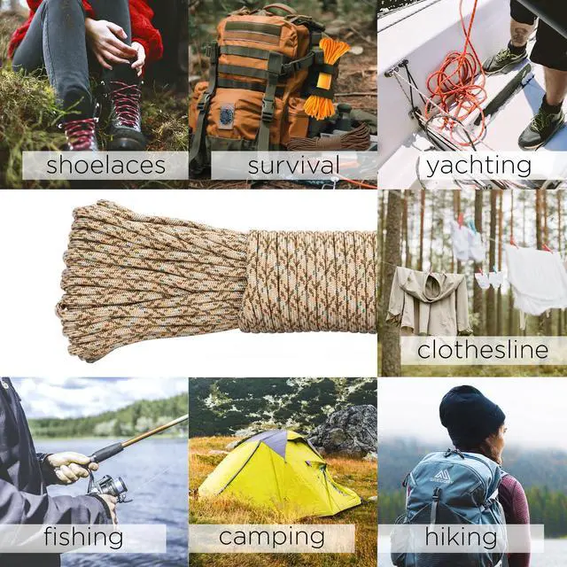 Alt view image 6 of 7 - TECEUM Paracord Type III 550 Desert Camo 1000 ft 4mm Tactical Rope MIL-SPEC Outdoor para Cord Camping Hiking Fishing Gear and Equipment EDC Parachute Cord Strong Survival Rope