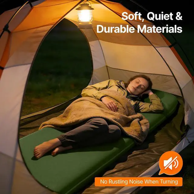 Alt view image 7 of 7 - OGERY Self-Inflating Sleeping Pad with Built-in Foot Pump, 3" Memory Camping Mattress Pad, Quiet & 9.5 R-Value Insulated Sleeping Mat Camping Essential Gear for Car Tent Camping