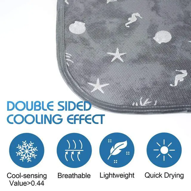 Alt view image 3 of 7 - Ailemei Direct Cooling Blanket with Double Sided Cold Effect, Lightweight Breathable Summer Oversize Coastal Theme Bed Blankets, Transfer Heat to Keep Body Cool for Hot Sleepers Night Sweats, 108x90