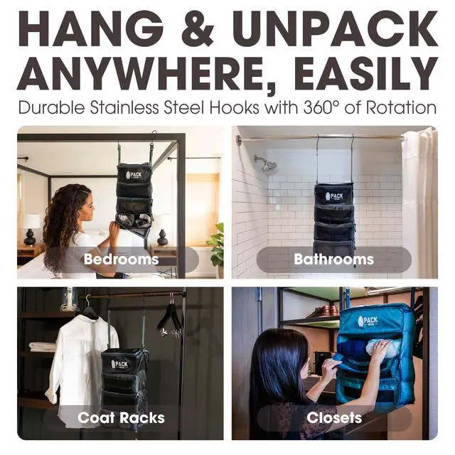 Alt view image 5 of 7 - Pack Gear Hanging Suitcase Organizer - Our XL Hanging Luggage Organizer Perfectly Fits Any Suitcase - Our Packing Cubes for Travel Use Mesh Windows to Make Finding Any Outfit Easy (Green, XL)