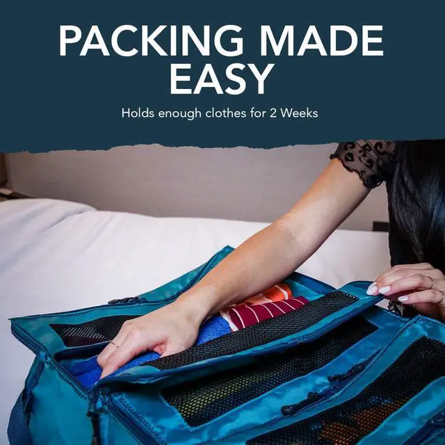 Alt view image 7 of 7 - Pack Gear Hanging Suitcase Organizer - Our XL Hanging Luggage Organizer Perfectly Fits Any Suitcase - Our Packing Cubes for Travel Use Mesh Windows to Make Finding Any Outfit Easy (Green, XL)
