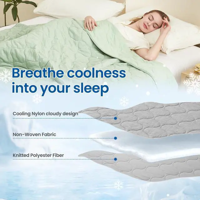 Alt view image 2 of 7 - Cozy Bliss Cooling Dual-Sided Blanket for Hot Sleepers, Q-Max>0.46 Lightweight Soft Breathable Bed Blanket, Double Side Cooling Throw for Night Sweats (Sage Green, 60"x80")