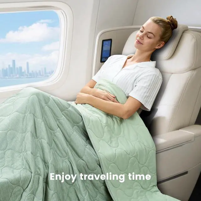 Alt view image 4 of 7 - Cozy Bliss Cooling Dual-Sided Blanket for Hot Sleepers, Q-Max>0.46 Lightweight Soft Breathable Bed Blanket, Double Side Cooling Throw for Night Sweats (Sage Green, 60"x80")